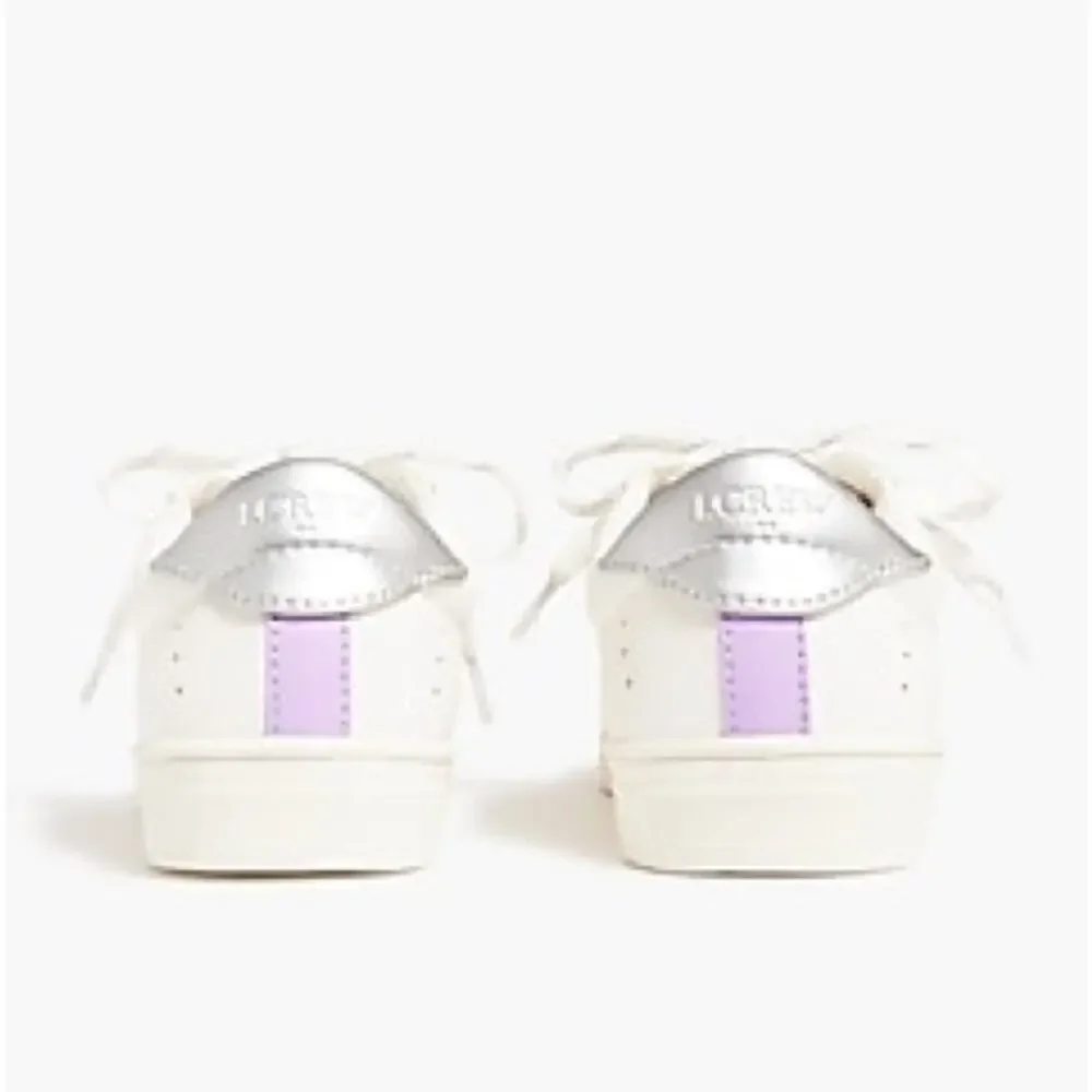 Crewcuts white lavender lace up sneakers